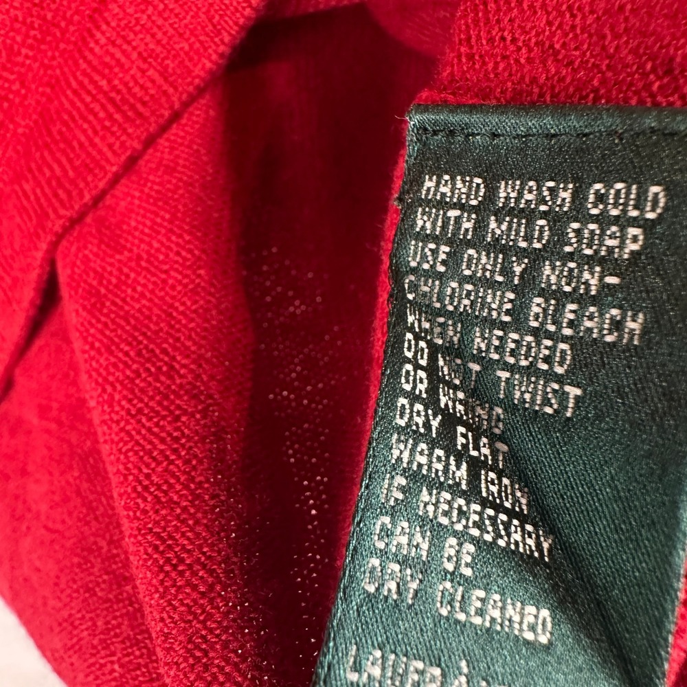 Lauren Ralph Lauren Red Merino Wool Cotton Turtleneck Sweater Petite P/P - Picture 4 of 9